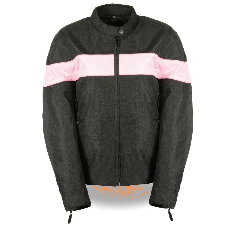 Milwaukee Leather SH2261 Women's Lightweight Black and Pink Textile Motorcycle Jacket with Reflective Piping Striped Jacket Polka Dot Jacket Floral Jacket Milwaukee Leather SH2261 Women's Lightweight Black and Pink Textile Motorcycle Jacket with Reflective Piping Striped Jacket Polka Dot Jacket Floral Jacket