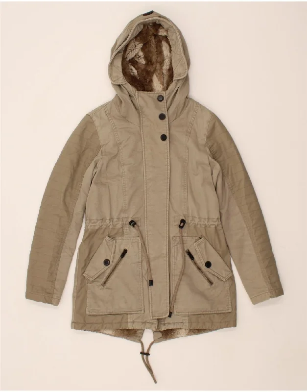 MISTRAL Womens Hooded Parka Jacket UK 10 Small Beige Cotton Satin Jacket Silk Jacket Chiffon Jacket MISTRAL Womens Hooded Parka Jacket UK 10 Small Beige Cotton Satin Jacket Silk Jacket Chiffon Jacket