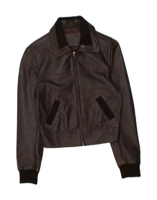 ON STAGE Womens Bomber Leather Jacket UK 10 Small Brown Leather Trench Coat Raincoat Waterproof Jacket ON STAGE Womens Bomber Leather Jacket UK 10 Small Brown Leather Trench Coat Raincoat Waterproof Jacket