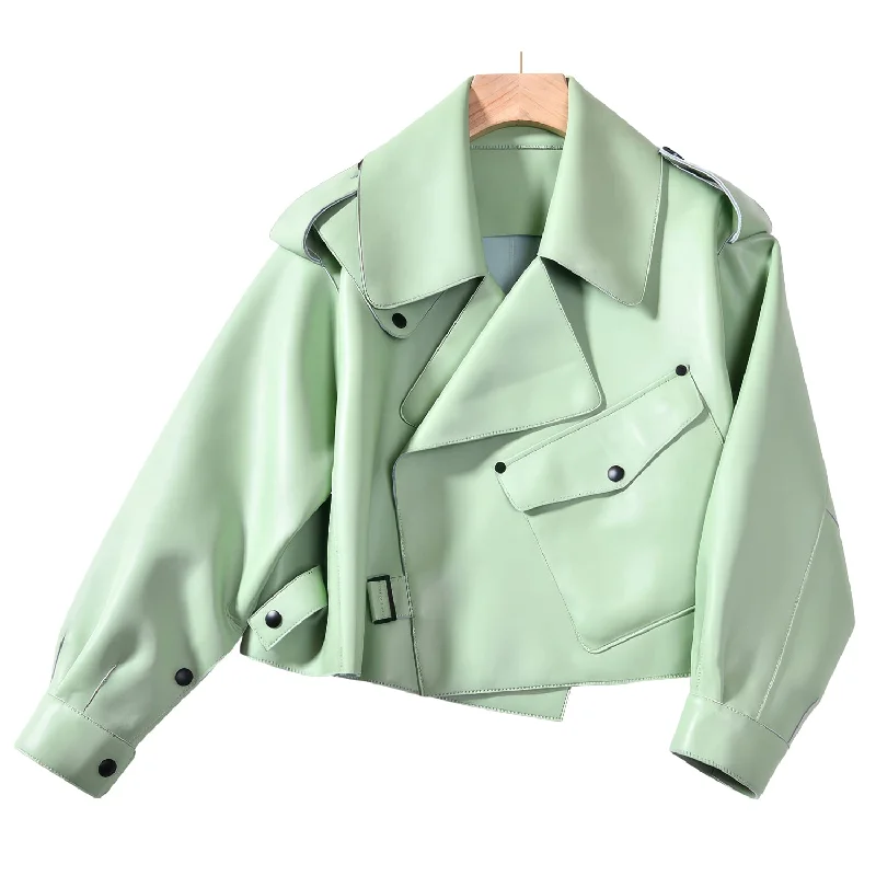 Women's Pastel Green Sheepskin Biker Jacket – High Street Fashion for Autumn & Spring Wool Jacket Cashmere Jacket Tweed Jacket Women's Pastel Green Sheepskin Biker Jacket – High Street Fashion for Autumn & Spring Wool Jacket Cashmere Jacket Tweed Jacket