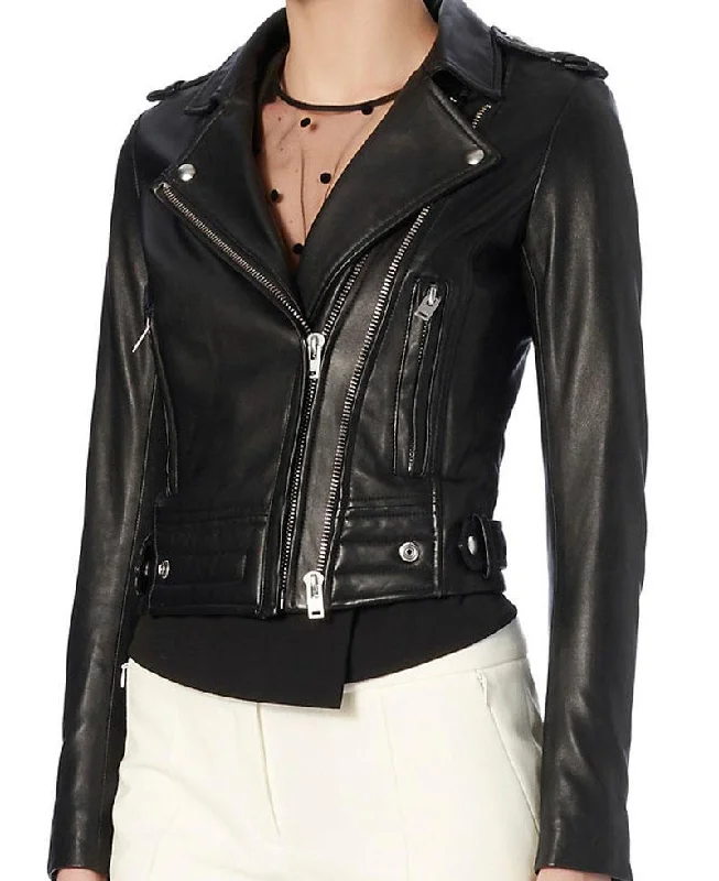 Popular Women Las Vegas Black Brando Waist length Ladies Leather Jacket Embroidered Jacket Appliqued Jacket Beaded Jacket Popular Women Las Vegas Black Brando Waist length Ladies Leather Jacket Embroidered Jacket Appliqued Jacket Beaded Jacket
