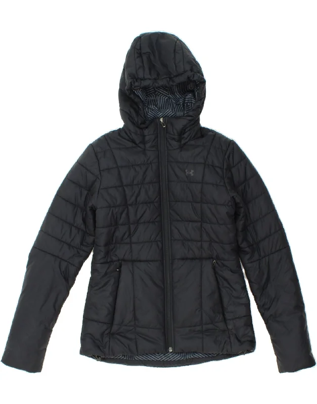 UNDER ARMOUR Womens Cold Gear Hooded Padded Jacket UK 6 XS Black Nylon Quilted Jacket Puffer Jacket Insulated Jacket UNDER ARMOUR Womens Cold Gear Hooded Padded Jacket UK 6 XS Black Nylon Quilted Jacket Puffer Jacket Insulated Jacket
