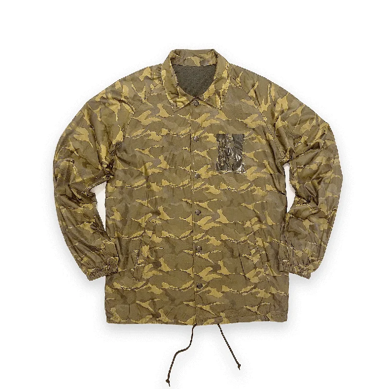 UNISEX NEW H 3D CAMO BUTTON UP COACHES JACKET - GOLD CAMO Notch Collar Peter Pan Collar Cowl Neck UNISEX NEW H 3D CAMO BUTTON UP COACHES JACKET - GOLD CAMO Notch Collar Peter Pan Collar Cowl Neck