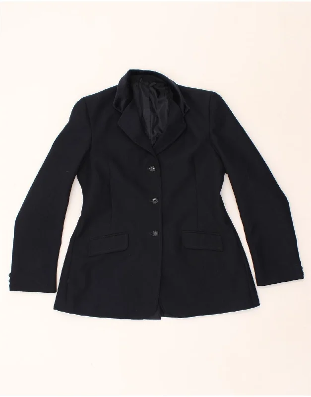 VINTAGE Womens 3 Button Blazer Jacket UK 12 Medium Navy Blue Welt Pockets Slit Pockets Flap Pockets VINTAGE Womens 3 Button Blazer Jacket UK 12 Medium Navy Blue Welt Pockets Slit Pockets Flap Pockets