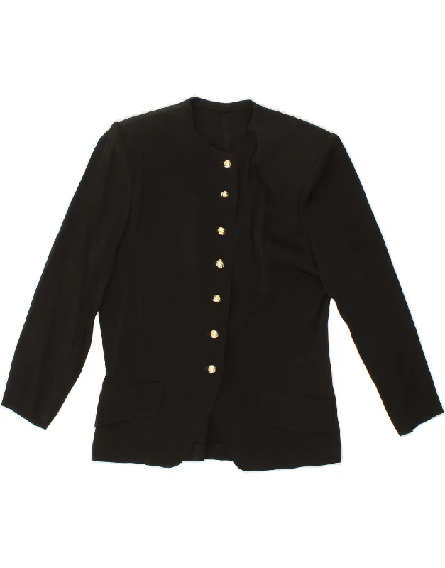 VINTAGE Womens 7 button Blazer Jacket UK 8 Small Black Nylon Jacket Polyester Jacket Spandex Jacket VINTAGE Womens 7 button Blazer Jacket UK 8 Small Black Nylon Jacket Polyester Jacket Spandex Jacket