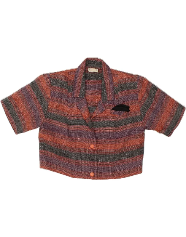 VINTAGE Womens Crop Short Sleeve Blazer Jacket UK 14 Medium Maroon Striped Chenille Jacket Brocade Jacket Lace Jacket VINTAGE Womens Crop Short Sleeve Blazer Jacket UK 14 Medium Maroon Striped Chenille Jacket Brocade Jacket Lace Jacket