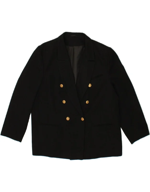 VINTAGE Womens Double Breasted Blazer Jacket UK 20 2XL Black Polyester Fitted Jacket Loose Jacket Oversized Jacket VINTAGE Womens Double Breasted Blazer Jacket UK 20 2XL Black Polyester Fitted Jacket Loose Jacket Oversized Jacket
