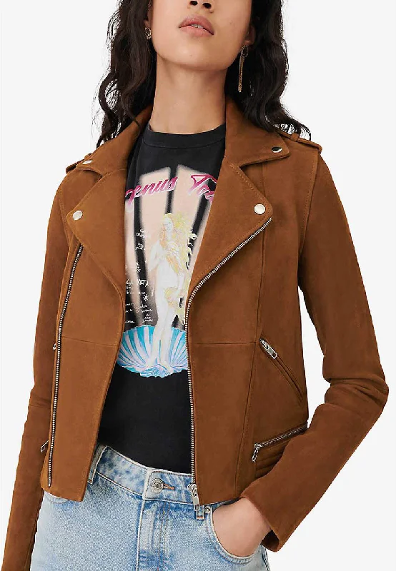 Women’s Brown Suede Leather Biker Jacket Herringbone Jacket Checkered Jacket Solid Jacket Women’s Brown Suede Leather Biker Jacket Herringbone Jacket Checkered Jacket Solid Jacket