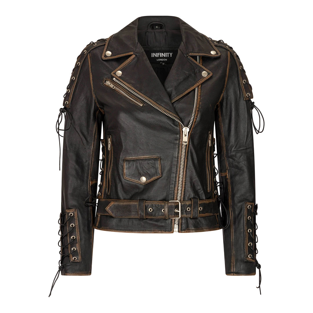 Women's Cross Zip Brando Biker Leather Jacket Live To Ride Front Pockets Side Pockets Patch Pockets Women's Cross Zip Brando Biker Leather Jacket Live To Ride Front Pockets Side Pockets Patch Pockets