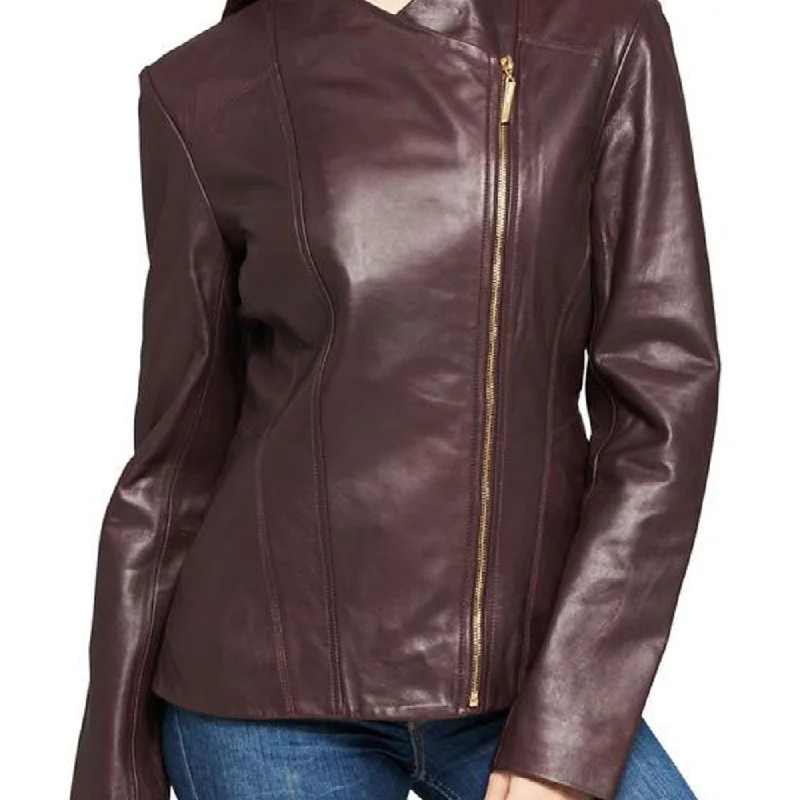 Women's Designer Asymetrical Leather Jacket Nylon Jacket Polyester Jacket Spandex Jacket Women's Designer Asymetrical Leather Jacket Nylon Jacket Polyester Jacket Spandex Jacket