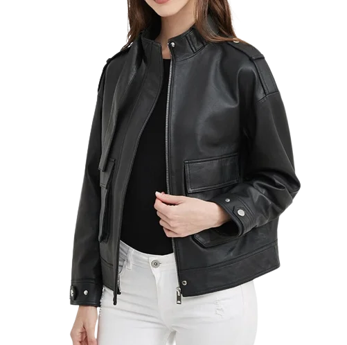 Womens Raya Genuine Lambskin Leather Jacket Ribbed Jacket Pleated Jacket Ruffled Jacket Womens Raya Genuine Lambskin Leather Jacket Ribbed Jacket Pleated Jacket Ruffled Jacket