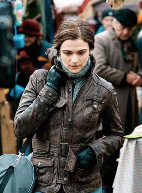 WOMENS DISTRESSED BROWN RACHEL WEISZ THE WHISTLEBLOWER LEATHER MID LENGTH JACKET Fleece Fabric Down Fabric Feather Fabric WOMENS DISTRESSED BROWN RACHEL WEISZ THE WHISTLEBLOWER LEATHER MID LENGTH JACKET Fleece Fabric Down Fabric Feather Fabric