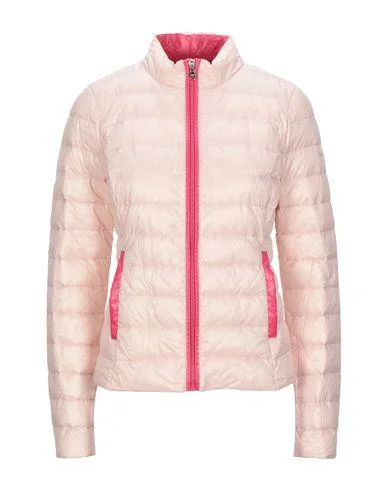 Patrizia Pepe Women Synthetic Down Jacket Pink 10 UK Notch Collar Peter Pan Collar Cowl Neck