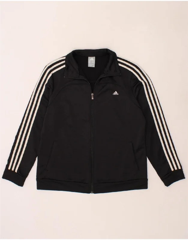 ADIDAS Womens Tracksuit Top Jacket UK 20/22 XL Black Polyester Insulated Jacket Fitted Jacket Loose Jacket