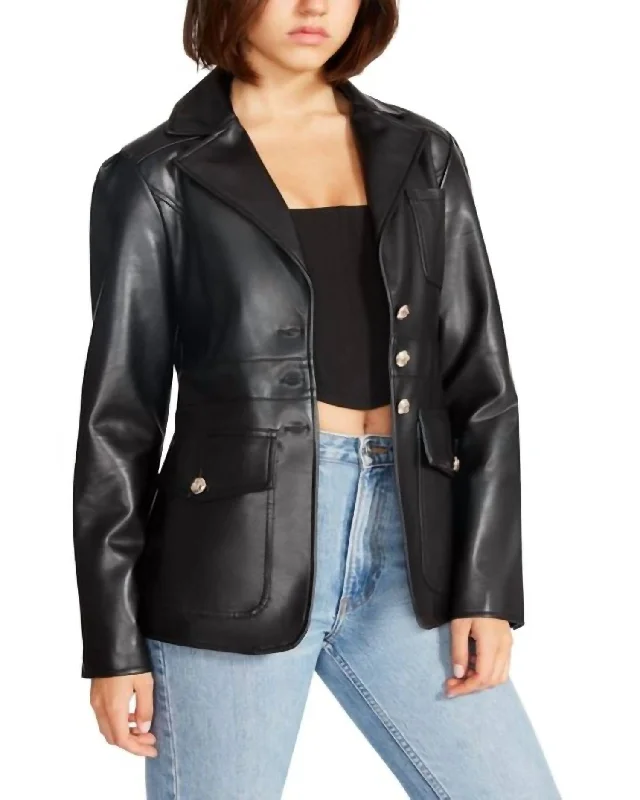 Ivy Blazer Jacket in Black One-Shoulder Jacket Off-the-Shoulder Jacket Asymmetrical Jacket