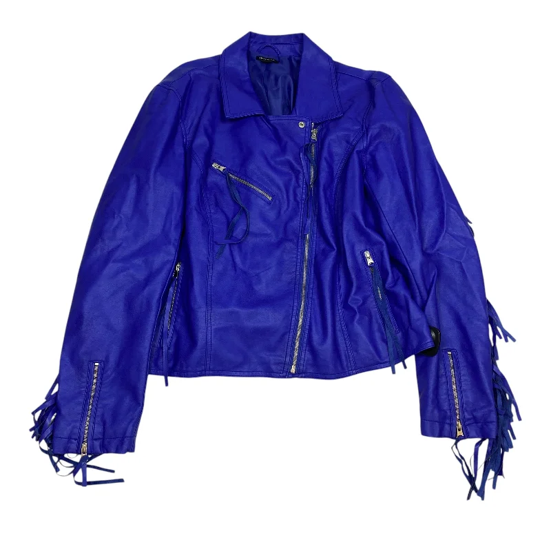 Jacket Moto By I Heart Ronson In Blue, Size: Xl Quilted Jacket Puffer Jacket Insulated Jacket