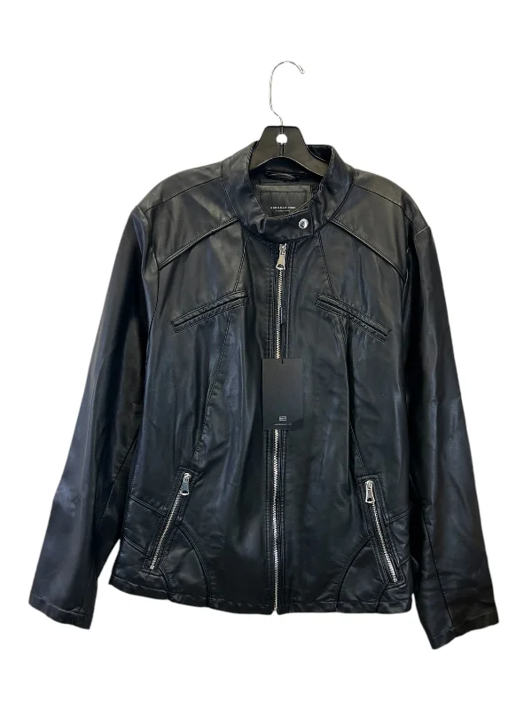 Jacket Moto By Marc New York In Black, Size: 2x Satin Jacket Silk Jacket Chiffon Jacket