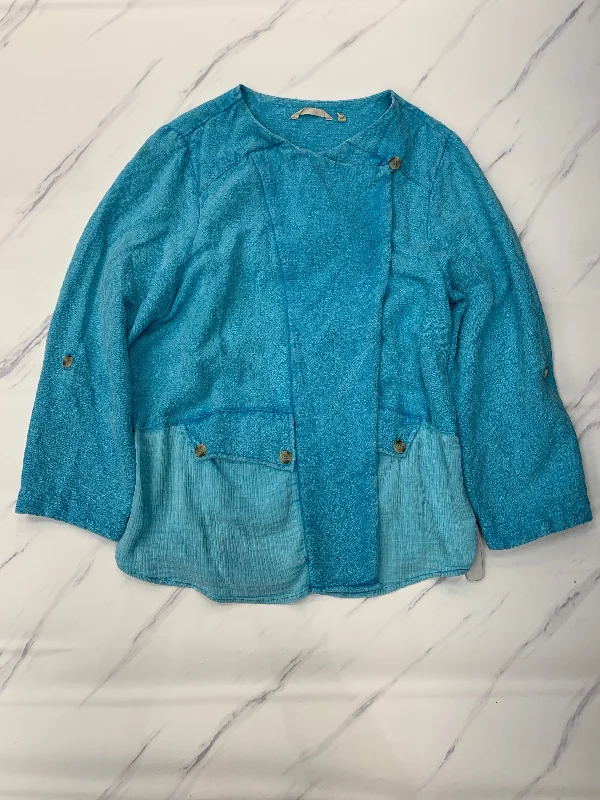 Jacket Other By Soft Surroundings In Blue, Size: 2x Notch Collar Jacket Peter Pan Collar Jacket Cowl Neck Jacket