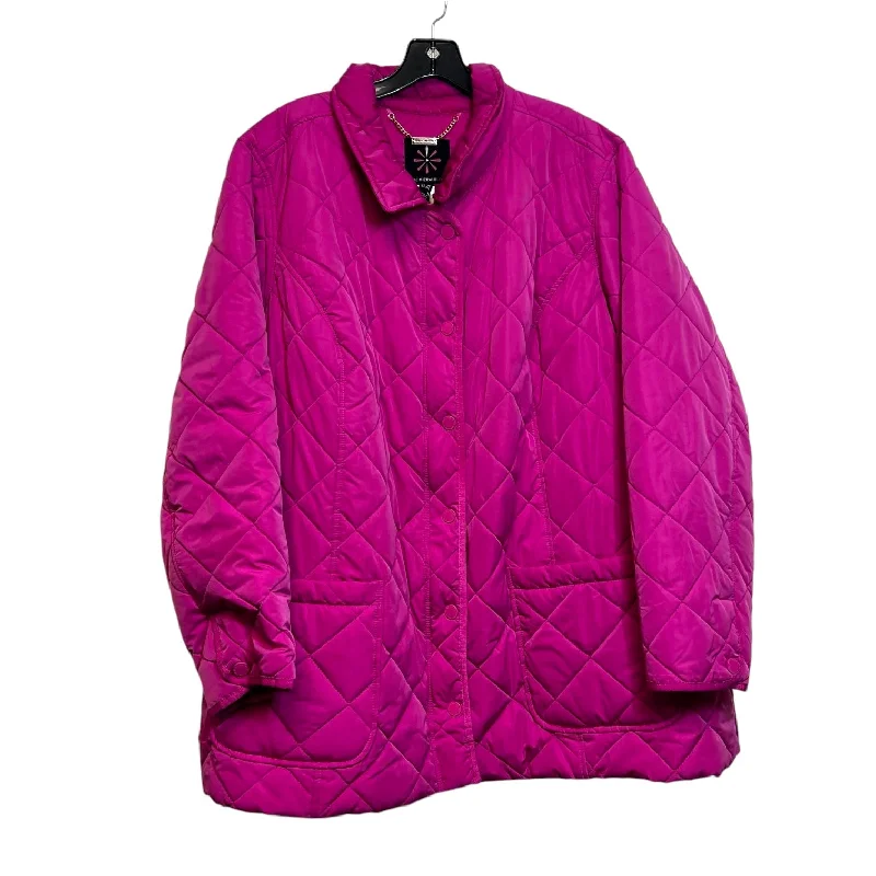 Jacket Puffer & Quilted By Isaac Mizrahi Live Qvc In Pink, Size: 3x Appliqued Jacket Beaded Jacket Sequined Jacket