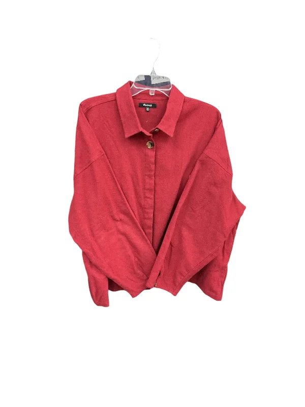 Jacket Shirt By Madewell In Red, Size: 1x Striped Jacket Polka Dot Jacket Floral Jacket