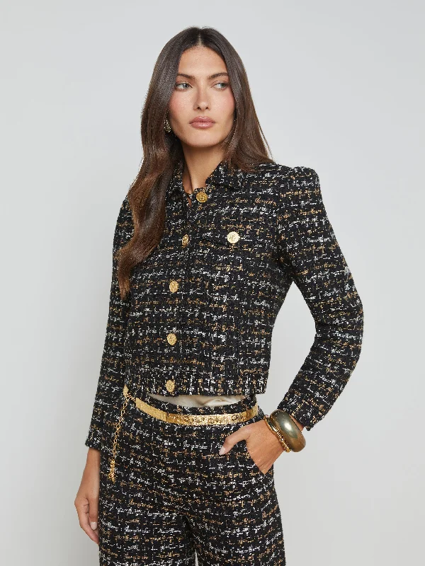 Kasey Tweed Jacket Front Pockets Side Pockets Patch Pockets