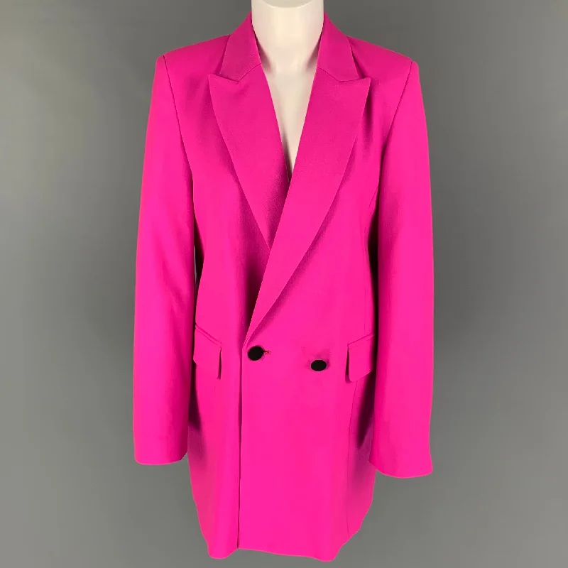 MARCELL VON BERLIN Size 8 Pink Wool Jacket Blazer A-Line Jacket Boat Neck Shawl Collar