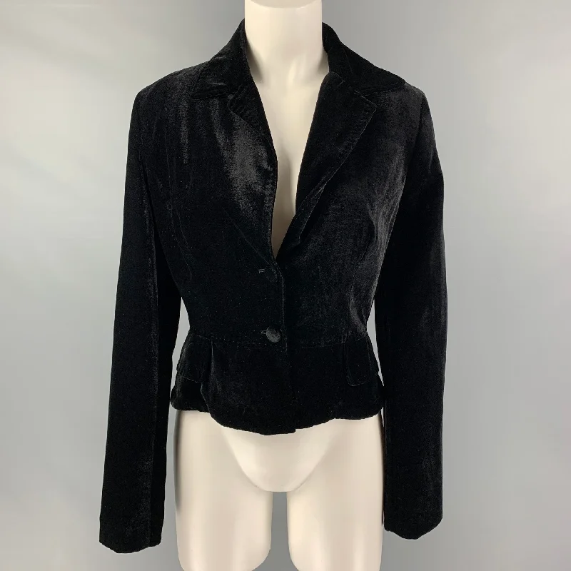 MARTIN GRANT Size M Black Viscose Blend Single breasted Jacket Faux Fur Jacket Real Fur Jacket Shearling Jacket