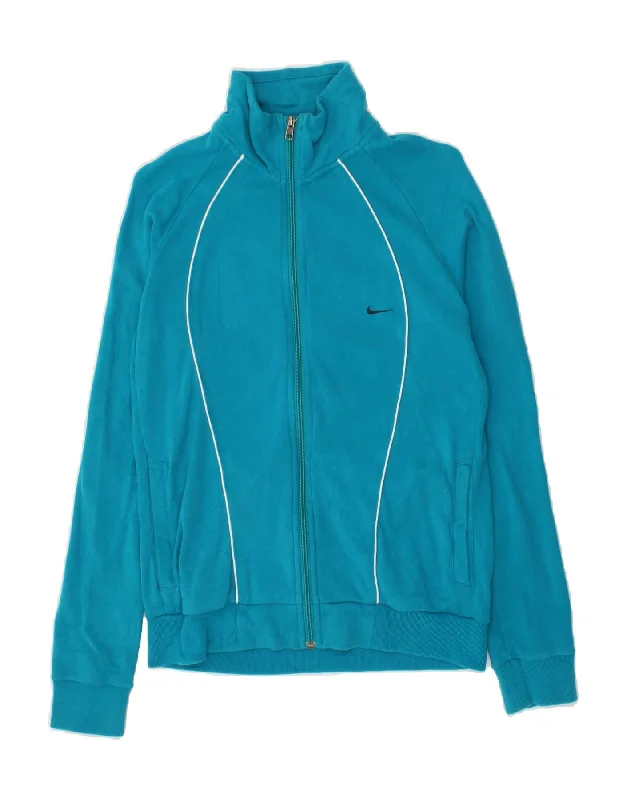 NIKE Womens Tracksuit Top Jacket UK 14 Medium Blue Cotton Mesh Jacket Canvas Jacket Denim Jacket