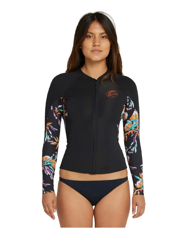 O'Neill Women's Bahia 1.5mm Full Zip Wetsuit Jacket Front Pockets Side Pockets Patch Pockets