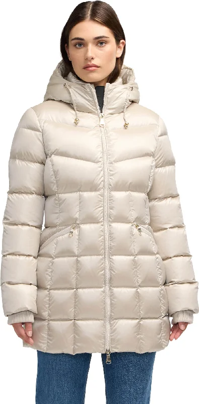 Zola Box Quilt Mid-Length Puffer Jacket with Fixed Hood - Women's|-|Manteau matelassé mi-long à piquage en carré avec capuchon fixe Zola - Femme Jacket Blazer Coat