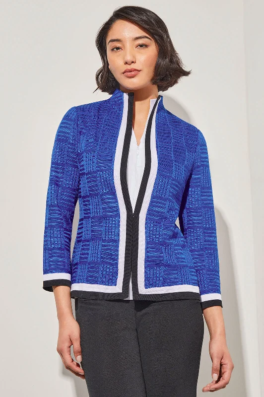 Plus Size Heritage Fit Jacket - Contrast Trim Knit Tailored Jacket Straight Jacket A-Line Jacket