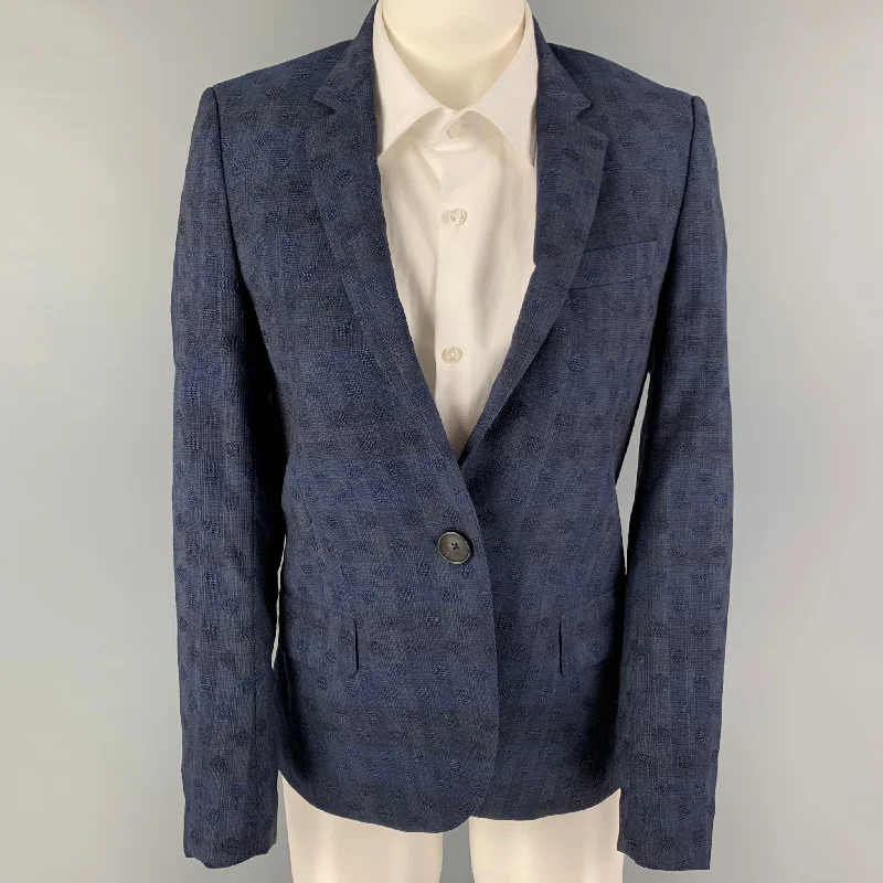 PS by PAUL SMITH Size S Navy Pattern Notch Lapel Jacket Blazer Toggled Jacket Drawstring Jacket Belted Jacket