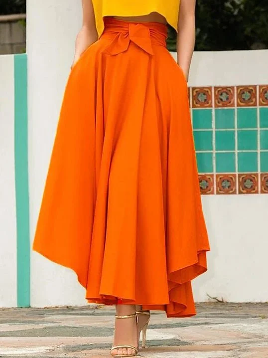 Women's Skirts Casual Solid Belt Belted Pocket Skirt lace skirt feminine