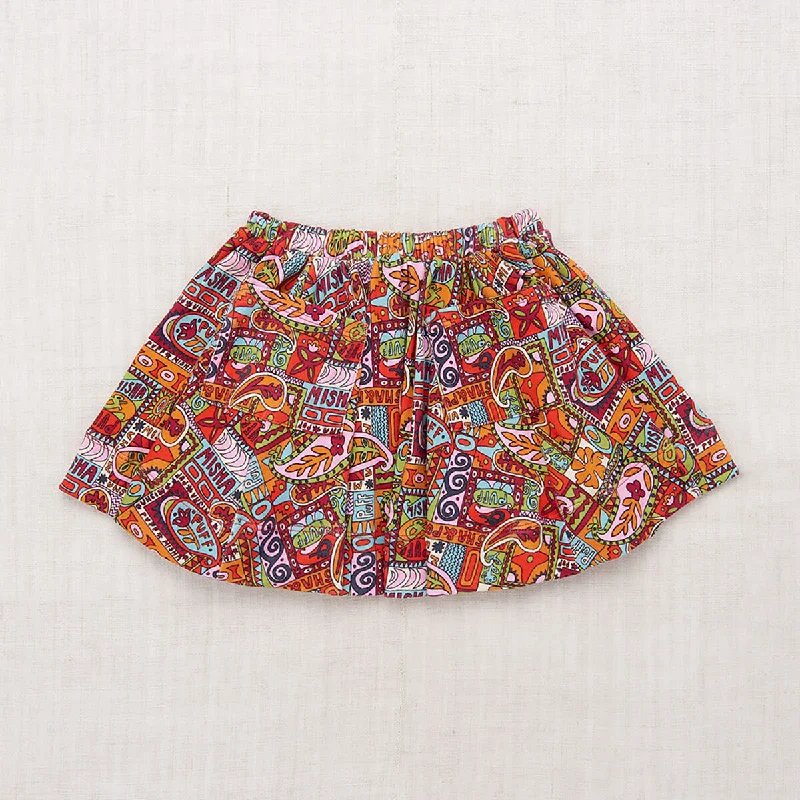 Circle Skirt in Red Flame Groovy Paisley by Misha & Puff chiffon skirt lightweight