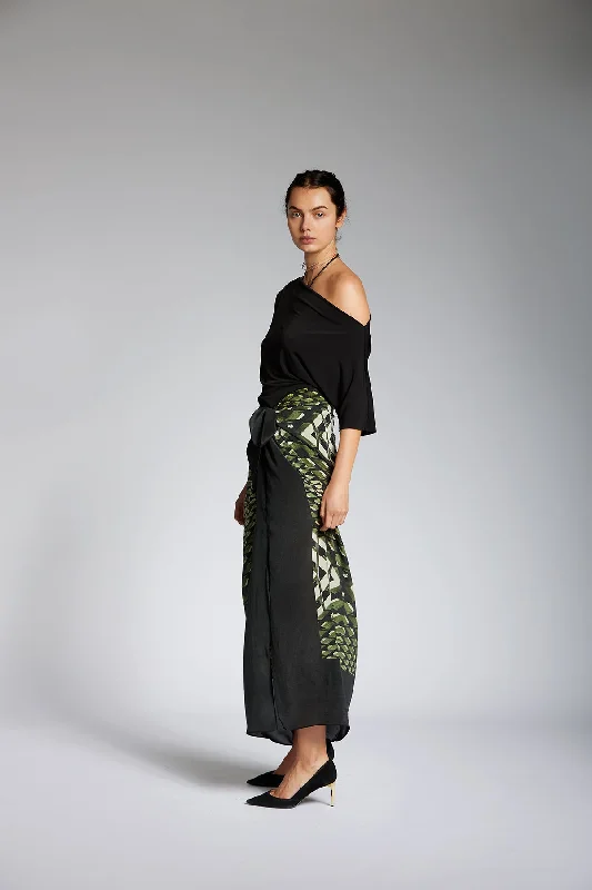 COCKTAIL SARONG SKIRT JUNGLE leather skirt bold