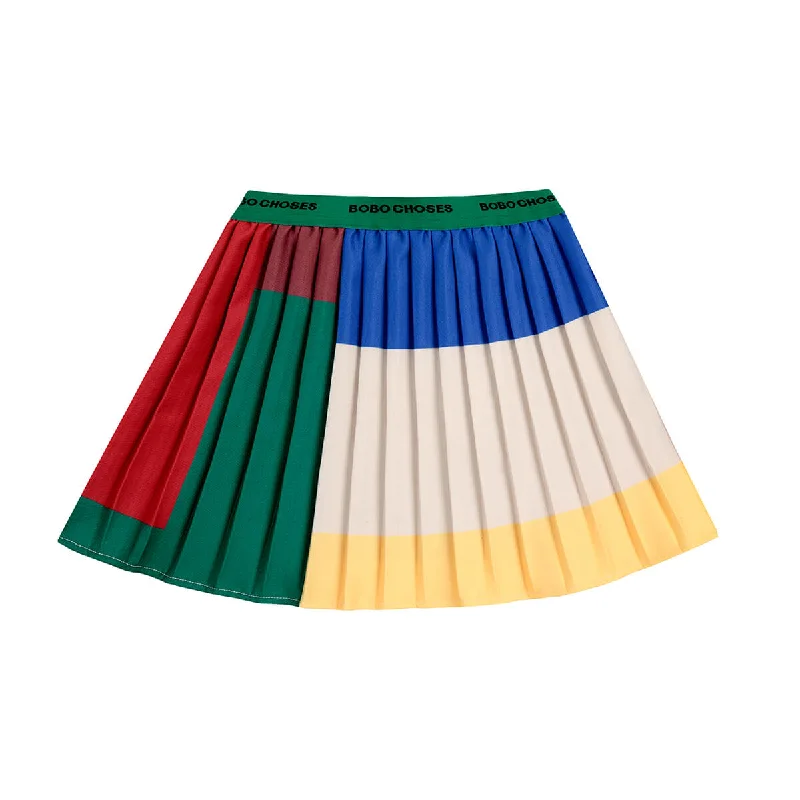 Colour Block Pleated Skirt by Bobo Choses velvet skirt plush