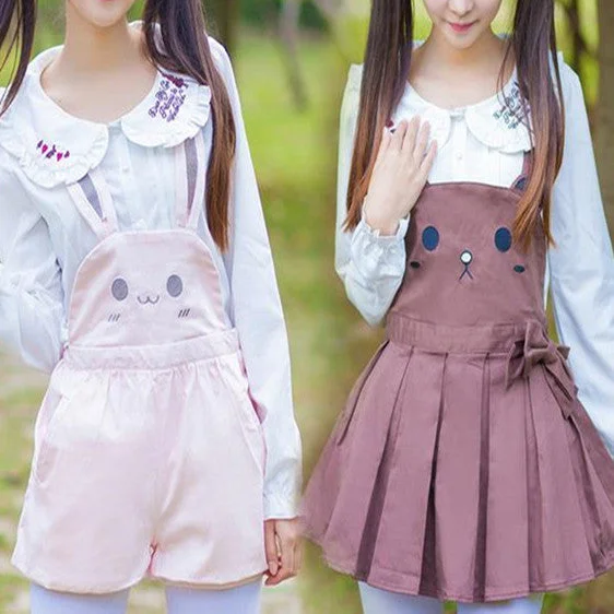 Cute bear strap skirt and rabbit strap pumpkin trousers YV104 flowy skirt hem