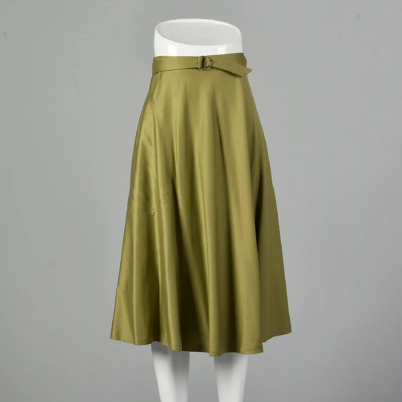 Ellen Tracy 1970s Green Wrap Skirt corduroy skirt cozy