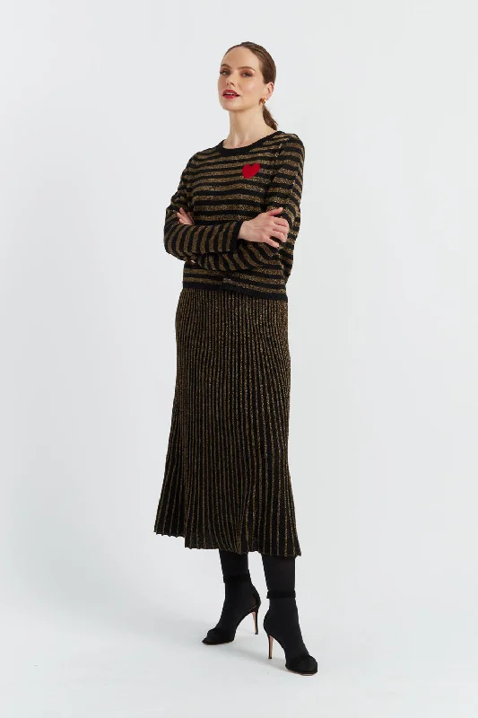 Gold Lurex Pleated Skirt cashmere skirt rich