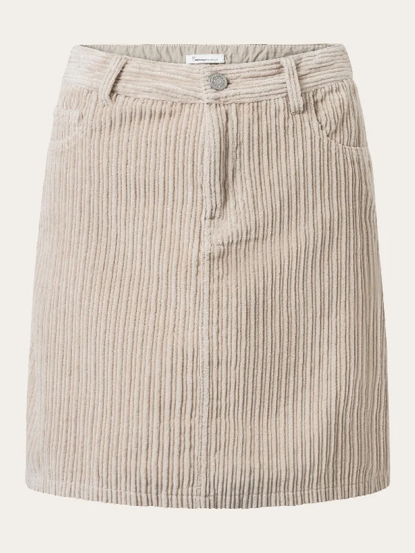 Irregular corduroy skirt - Light feather gray linen skirt natural