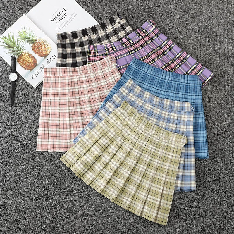 Japanese sweet summer plaid skirt yv43259 wool skirt breathable