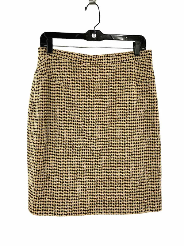 Laurél Size 40 (10) Yellow Black Houndstooth Skirt wool skirt thick