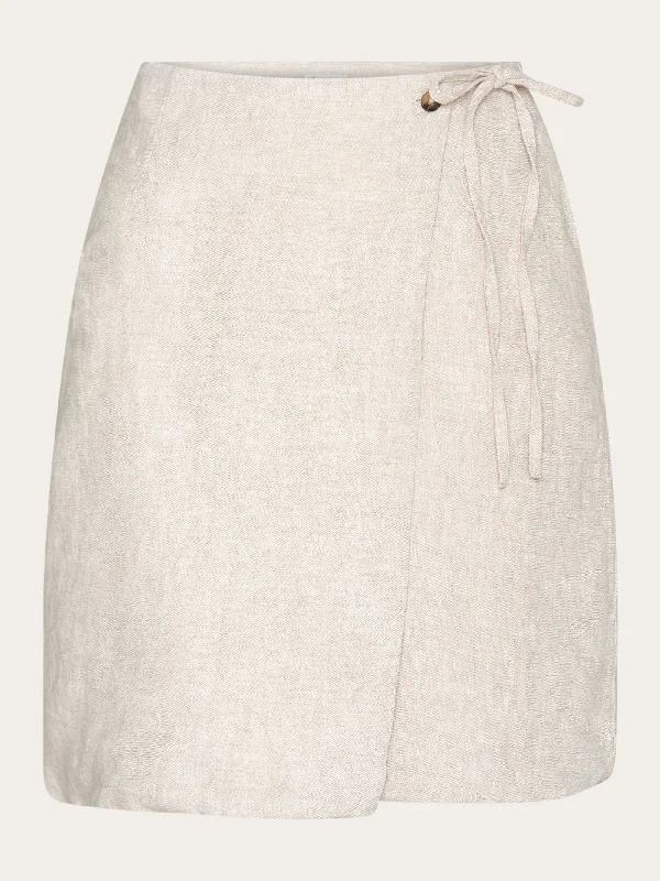 Natural linen wrap skirt - Light feather gray midi skirt versatile