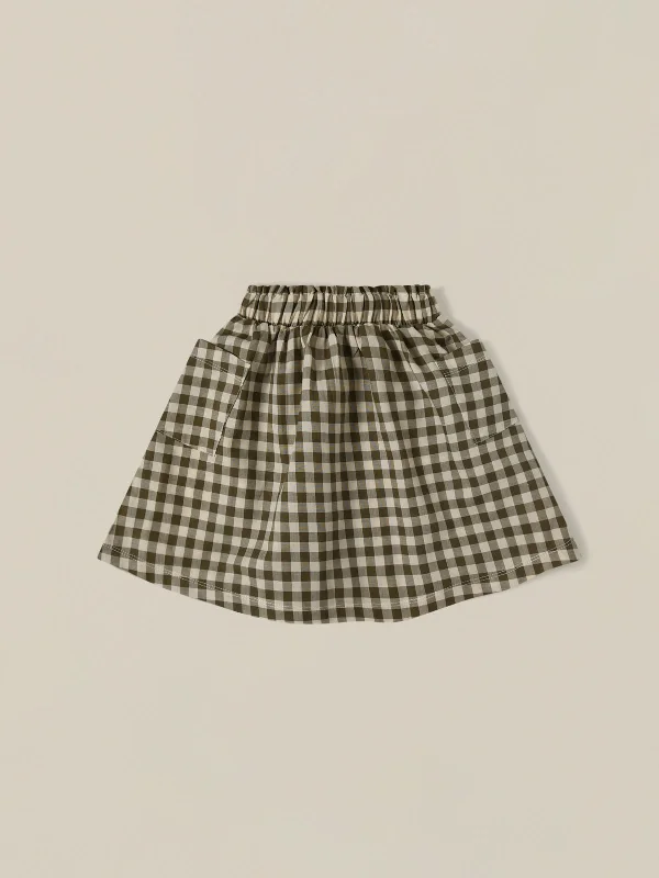 Olive Gingham Tutti Skirt linen skirt breathable