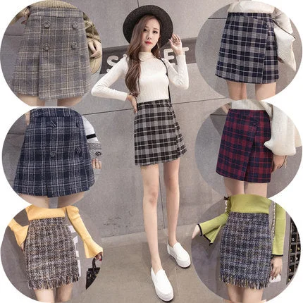 Plaid skirt high waist skirt YV8072 velvet skirt sumptuous