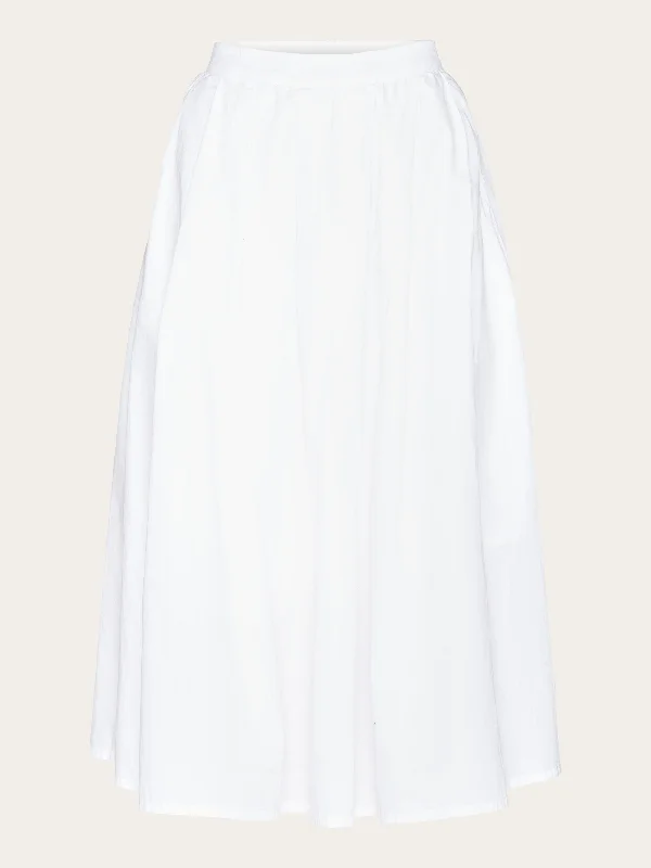 Poplin pleated mid-length skirt - Bright White low waist skirt