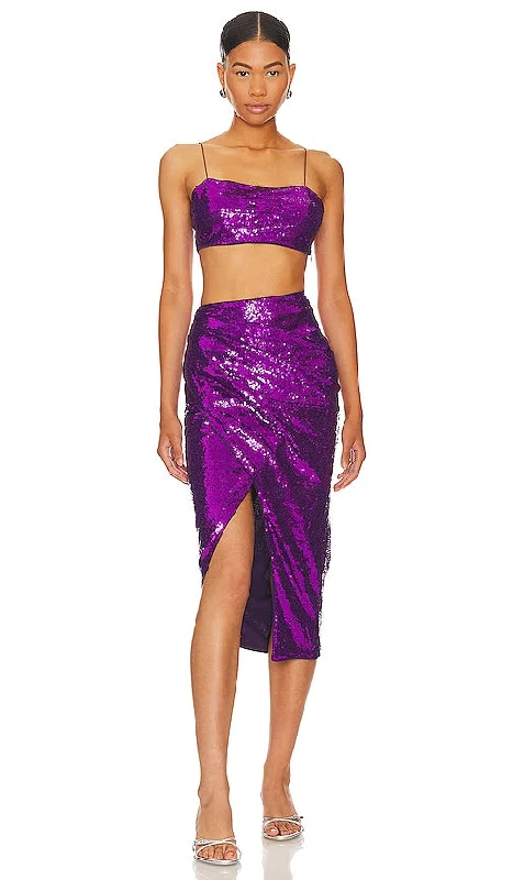 superdown Marta Skirt Set in Purple corduroy skirt textured