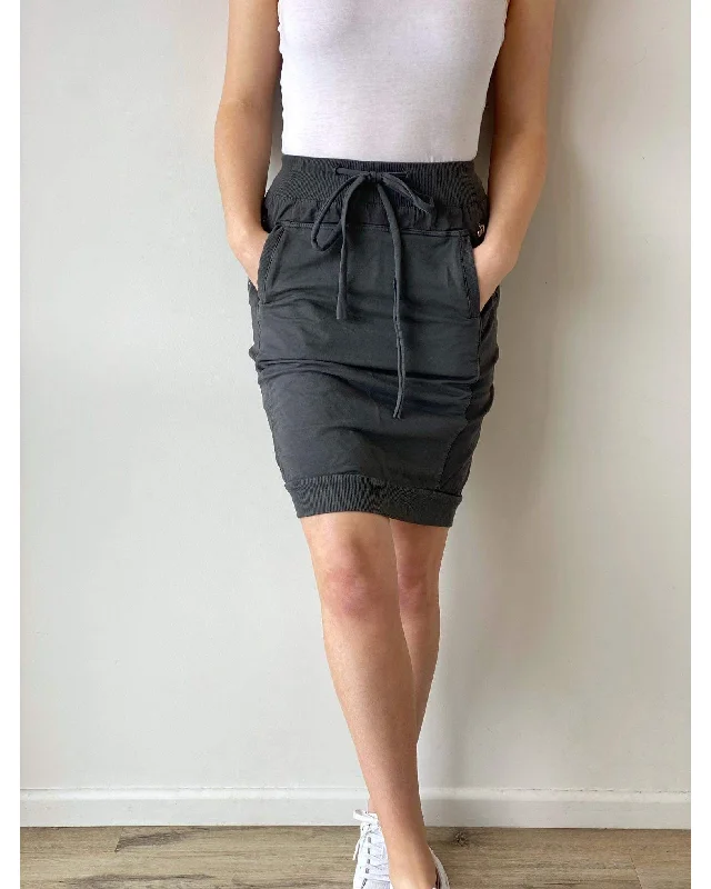 Suzy D Mila Ultimate Jersey Skirt - Dark Grey casual skirt length