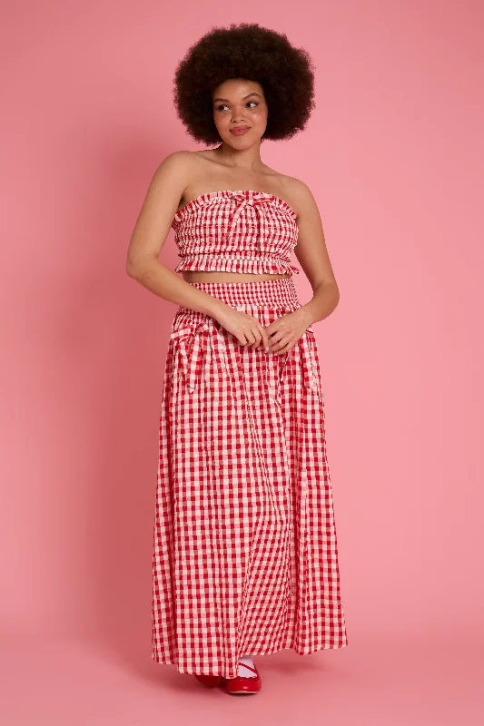 Sydney Bow Gingham Midaxi Skirt - Curve chiffon skirt delicate