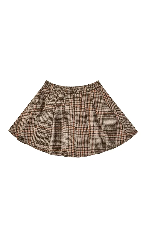 The Pleated Mini Skirt by Rylee & Cru - Houndstooth - KIDS wool skirt thick